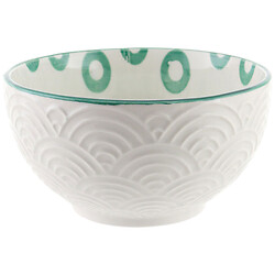 Піала керамічна кругла біла із зеленим малюнком, d=11,8 см