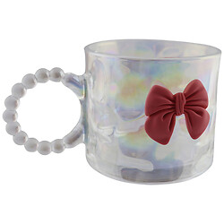 Чашка скляна з фігурною ручкою, декором Бантик, 320 мл