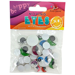 Очі, що рухаються в наборі, круглі з віями, 35шт., 20ммx10шт кольорові, 12ммx25шт чорні, Art Studio Of Happiness