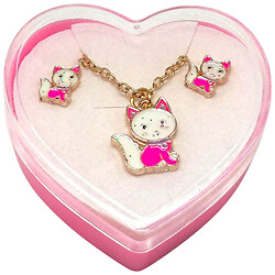 Дитячий набір прикрас: кулон+сережки з рожевою кішечкою, Mic