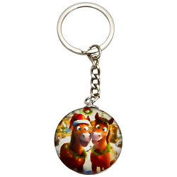 Брелок для ключей новогодний круглый "Лошадь", в ассортименте