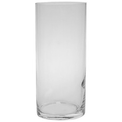Ваза для квітів скляна циліндрична гладка прозора, 23х10 см