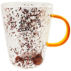 Чашка скляна з подвійними стінками з блискітками, 350 мл