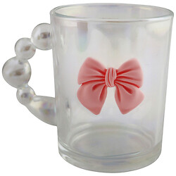 Чашка скляна з фігурною ручкою та декором Бантик, 340 мл
