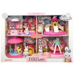 Парк развлечений 4 флоксовые фигурки, аттракционы, аксессуары, любимец, мебель, в коробке, микс видов, Mic