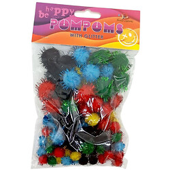 Помпони блискучі, різні розміри, 5 кольорів, 80шт, Art Studio Of Happiness