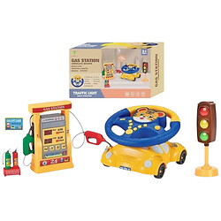 Кермо "ТИГРЕНЯТКО", світлофор, заправна станція, підсвічування, звук, мелодії, машина-підставка, в коробці, Kai Che Ia