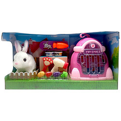 Любимец "Кролик", на батарейках, звук, движение лапками, головой и хвостиком, переноска, мисочки, фен, расческа, в коробке, Mic