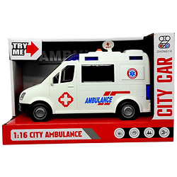 Машина "Скорая помощь", свет, звук, брызгает водой, короб, 26x11, 5x16, 5см, Zhongya