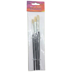Набор кистей для рисования, щетина, размер 8, 10, 12 3шт.в пакете, плоская головка, деревянная ручка, Art Studio Of Happiness