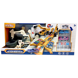 Трек 2 металопластикові машинки, спецтехніка, рухомий ківш, звуки, мелодія, підсвічування, в коробці, Mic