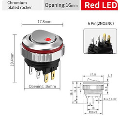 Микропереключатель рокерный CX16-Y222/R5-24V/S(L)