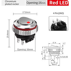 Микропереключатель рокерный CX16-Y202/R5-24V/S(L)
