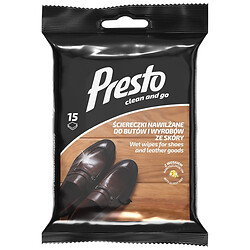 Салфетки влажные для чистки обуви и изделий из кожи Presto Clean