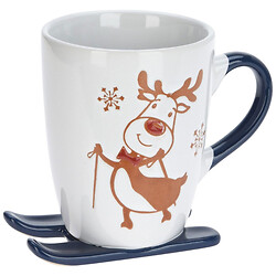 Чашка керамічна SIAKI з різдвяним дизайном на лижах 330 мл