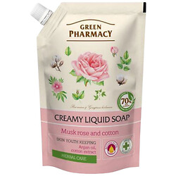 Жидкое мыло "Green Pharmacy", мускатная роза и хлопок, дой-пак 460мл