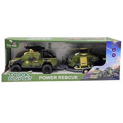 Игровой набор "БТР с ГЕЛИКОПТЕОРОМ НА ПРИЦЕПЕ", ЗЕЛЕНЫЙ, кор. 47х11, 5х16, 5 см, Mic