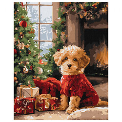 Картина по номерам "Пудель у елки", 40х50 см, Ідейка