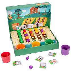 Логическая игра: деревянная основа, 5 чаш для сортировки, 25 резиновых овощей, 10 двусторонних карт с заданиями, Mic