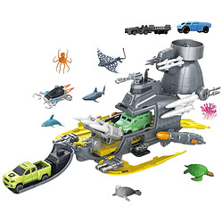 Подлодка “Субмарина”, 6 фигурок животных, разлагается, механический запускатель, 2 пушки, снаряды, подвижные элементы, в коробке, Mic