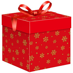 Коробка подарочная бумажная с бантиком Рождественская 30х30х30 см.