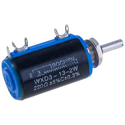 Многооборотный потенциометр проводной 220 Ohm, WXD3-13-2W-220 Ohm