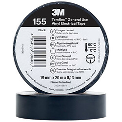Изолента 3М 155 TEMFLEX, 20.0 м., 19 мм., Черный