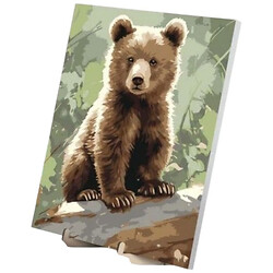 Картина по номерам "Любознательный мишка", 30х40 см, с деревянной подставкой, Qbee