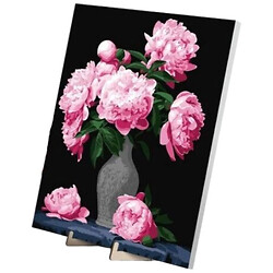 Картина по номерам 40х50 см "Букет пионов", с деревянной подставкой, Qbee