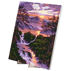 Картина по номерам 40х50 см "Водопад на рассвете", с деревянной подставкой, Qbee