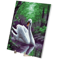 Картина по номерам 40х50 см "Волшебный лебедь", с деревянной подставкой, Qbee