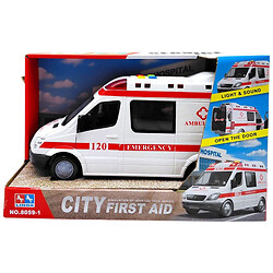 Спецтехника "Скорая помощь", машина на батарейках, подсветка, инерция, открываются дверцы, звуки, в коробке, Mic