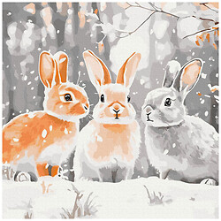 Картина по номерам "Зайки в зимних шубках", 40x40 см, Brushme