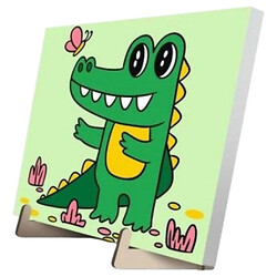 Картина за номерами "Маленький крокодил", 25х25 см, з дерев'яною підставкою, Qbee