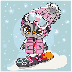 Картина за номерами "Совятко на сноуборді", 30х30 см, Art Craft