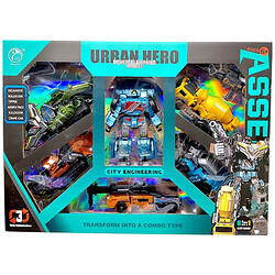 Набір трансформерів 6в1: робот заввишки 48 см, бластер, екскаватор, 2 бульдозери, самоскид, кран, бетонозмішувач, Mic