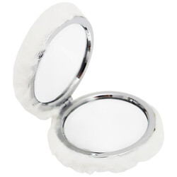 Зеркало карманное двухстороннее круглое пушистое, 7х7см