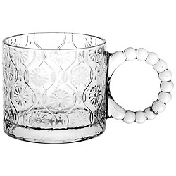 Чашка стеклянная с узором, фигурная прозрачная ручка, 320 мл