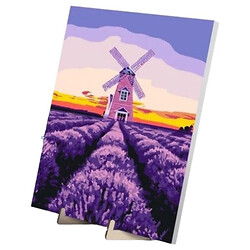Картина по номерам "Ветряная мельница и лаванда", 30х40 см, с деревянной подставкой, Qbee