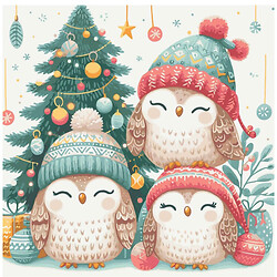 Картина по номерам "Рождественские совята", 40х40 см, Art Craft