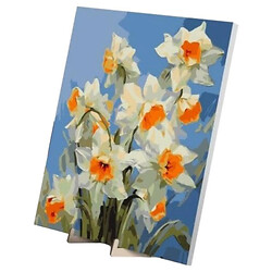 Картина по номерам "Весенние нарциссы", с деревянной подставкой, 40х50 см, Qbee