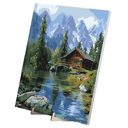 Картина за номерами "Гірська річка", з дерев'яною підставкою, 40х50 см, Qbee