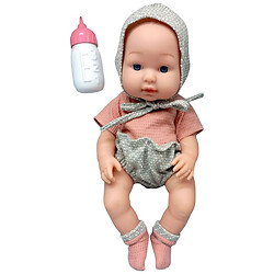 Пупс 35см, СЕРЫЙ+РОЗОВЫЙ КОСТЮМ, Kai Han