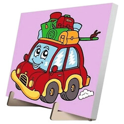 Картина по номерам "Веселый автомобиль", 25х25 см, с деревянной подставкой, Qbee