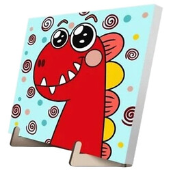 Картина за номерами "Зубатий Діно", 25х25 см, з дерев'яною підставкою, Qbee