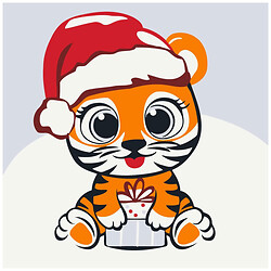 Картина по номерам "Полосатик с подарком", 20x20 см, Brushme