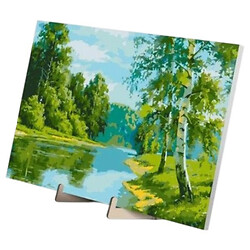 Картина по номерам 40х50 см "Березовый край", с деревянной подставкой, Qbee