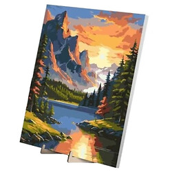 Картина за номерами 40х50 см "Світанок у горах", з дерев'яною підставкою, Qbee