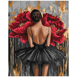 Картина за номерами з фарбами металік "Балерина з червоними півонії", 40х50 см, Ідейка