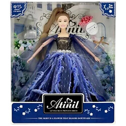 Кукла 29см, Шатенка в синем платье, Atinil